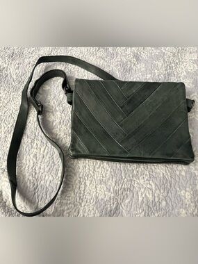 Latico Leather Charcoal Chevron Leather Crossbody Bag